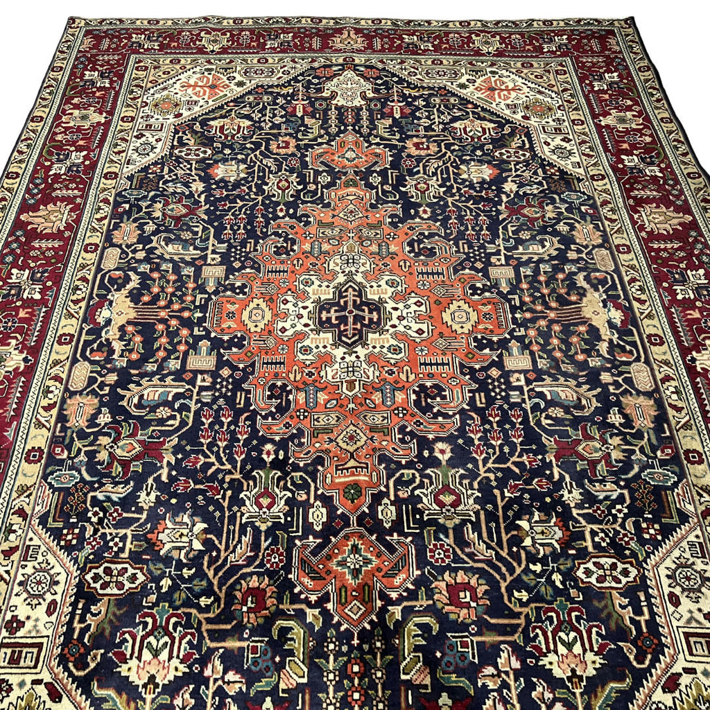 290 x 200 cm Hand-Knotted Persian Tabriz Geometric Medallion Rug