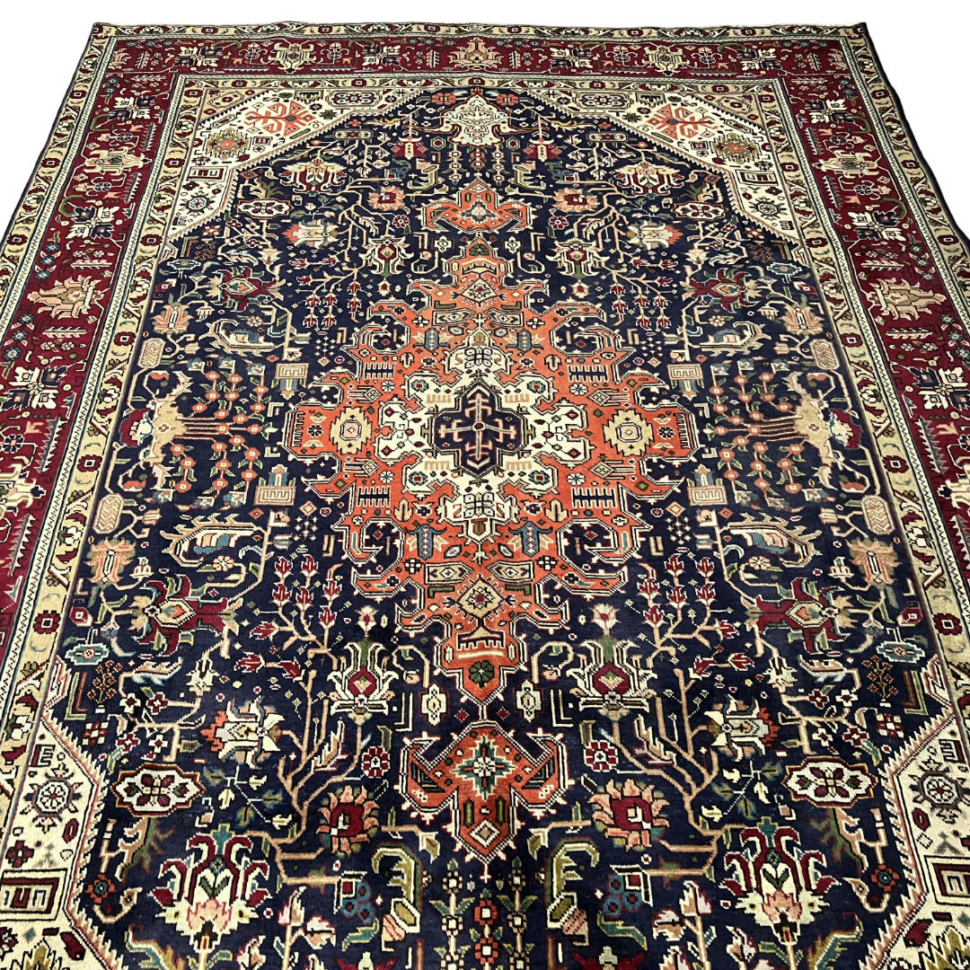 290 x 200 cm Hand-Knotted Persian Tabriz Geometric Medallion Rug