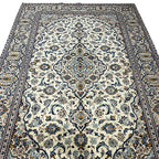 295 x 193 cm Hand-Knotted Persian Nain Ivory Wool Rug
