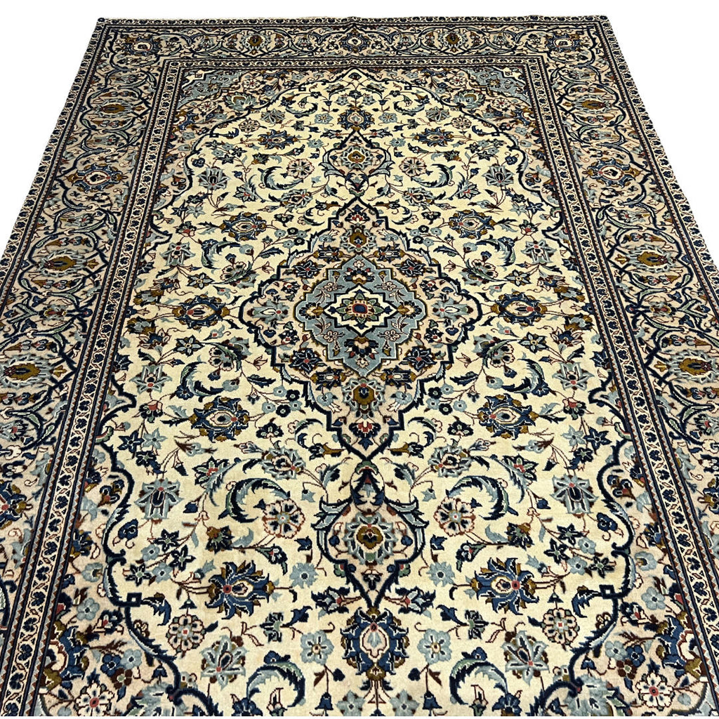 295 x 193 cm Hand-Knotted Persian Nain Ivory Wool Rug