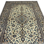 295 x 193 cm Hand-Knotted Persian Nain Ivory Wool Rug
