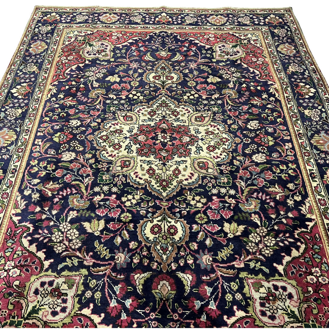 280 x 200 cm Hand-Knotted Persian Floral Kashan Wool Rug