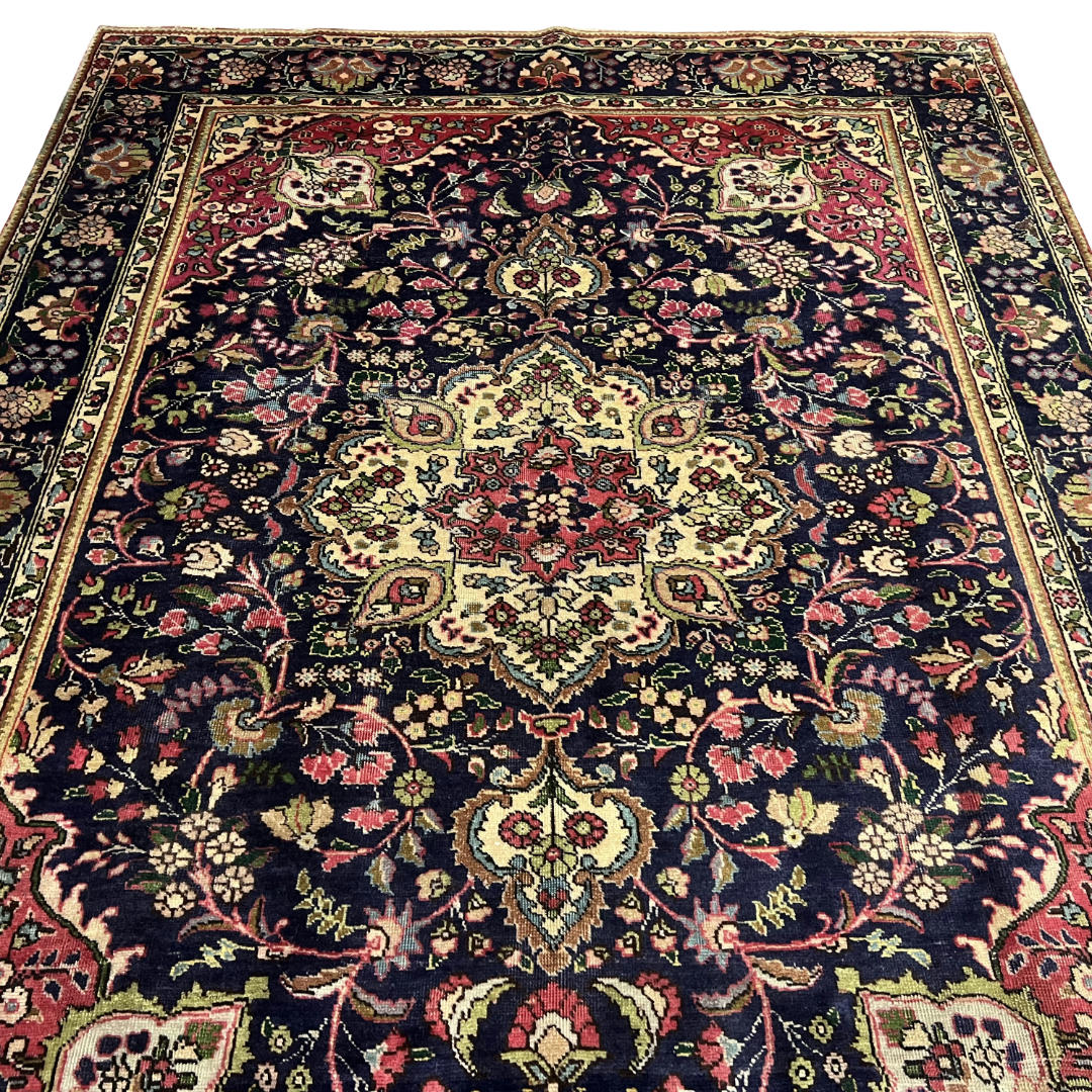 280 x 200 cm Hand-Knotted Persian Floral Kashan Wool Rug