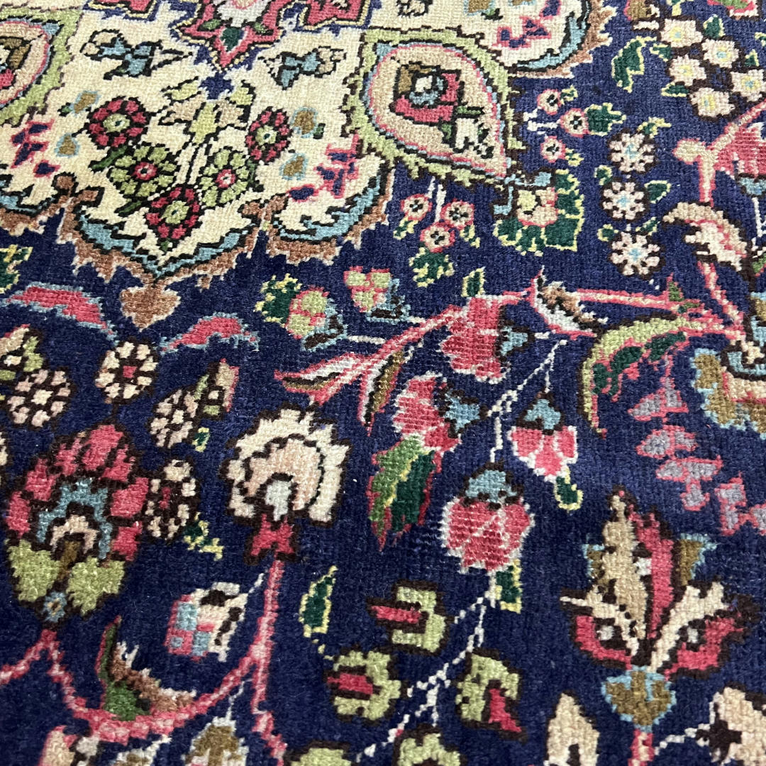 280 x 200 cm Hand-Knotted Persian Floral Kashan Wool Rug