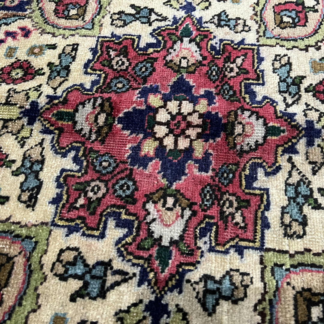 280 x 200 cm Hand-Knotted Persian Floral Kashan Wool Rug