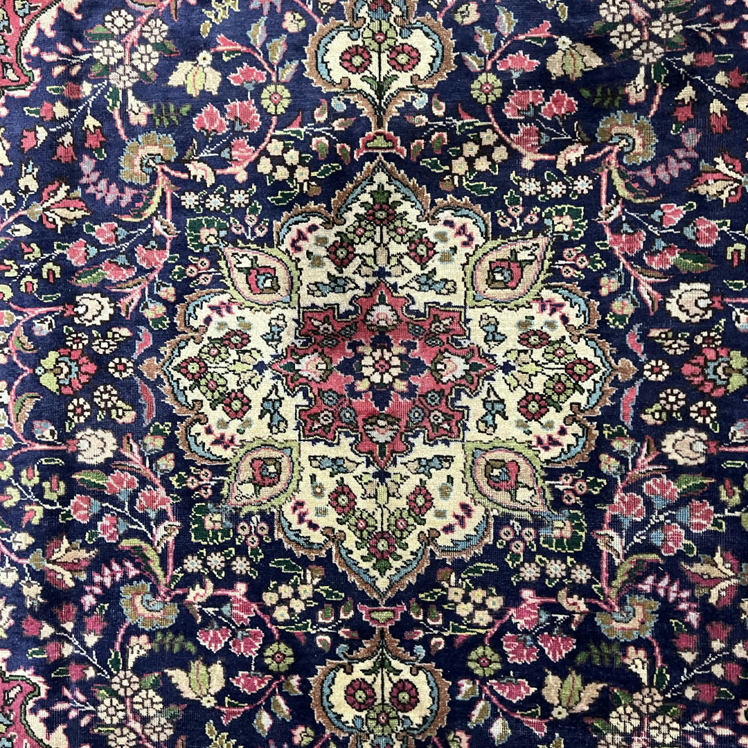 280 x 200 cm Hand-Knotted Persian Floral Kashan Wool Rug
