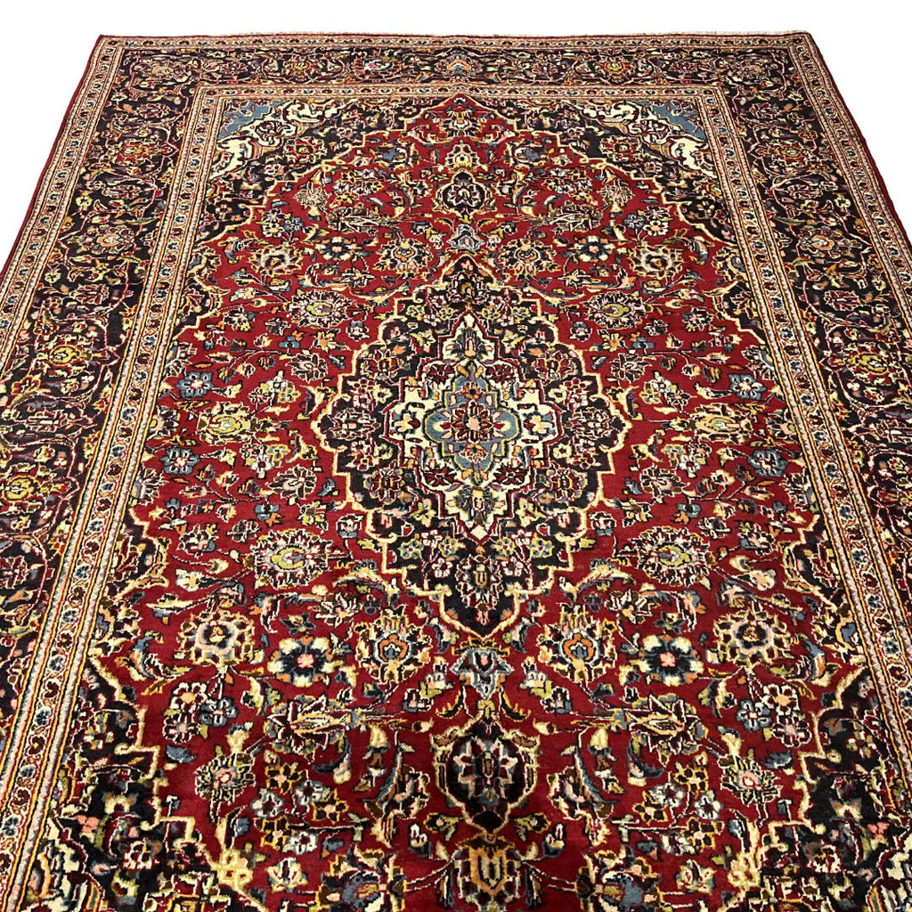 280 x 200 cm Hand-Knotted Persian Floral Mashad Wool Rug