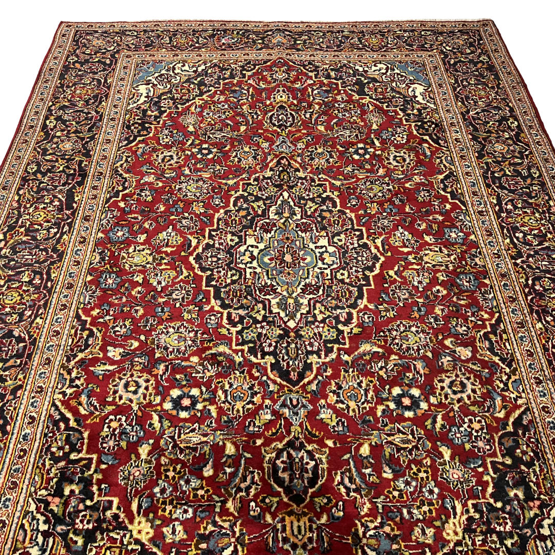 280 x 200 cm Hand-Knotted Persian Floral Mashad Wool Rug