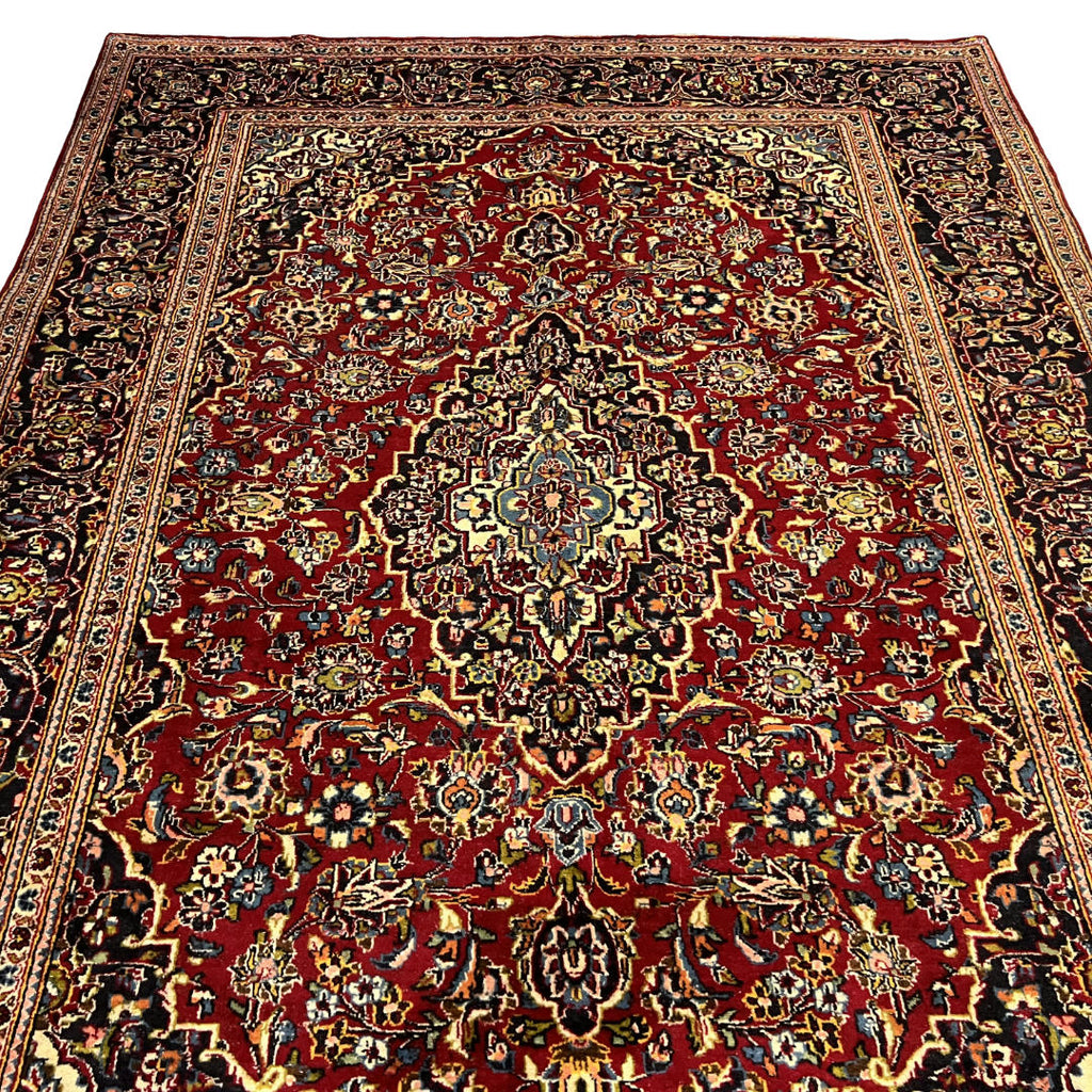 280 x 200 cm Hand-Knotted Persian Floral Mashad Wool Rug