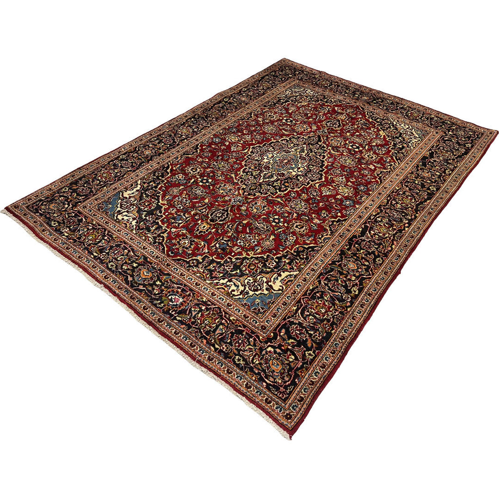 280 x 200 cm Hand-Knotted Persian Floral Mashad Wool Rug