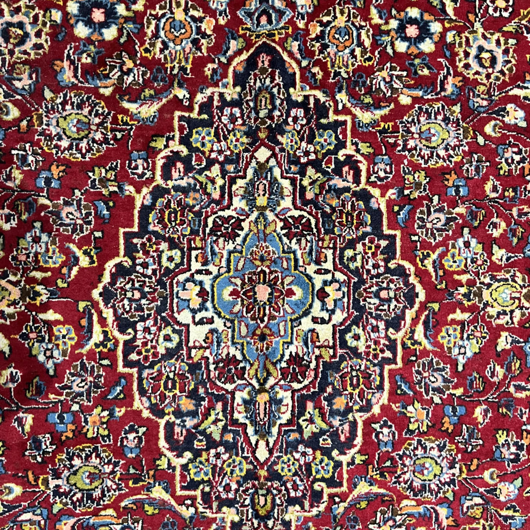 280 x 200 cm Hand-Knotted Persian Floral Mashad Wool Rug