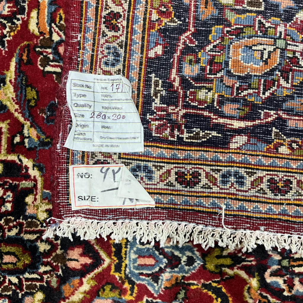 280 x 200 cm Hand-Knotted Persian Floral Mashad Wool Rug