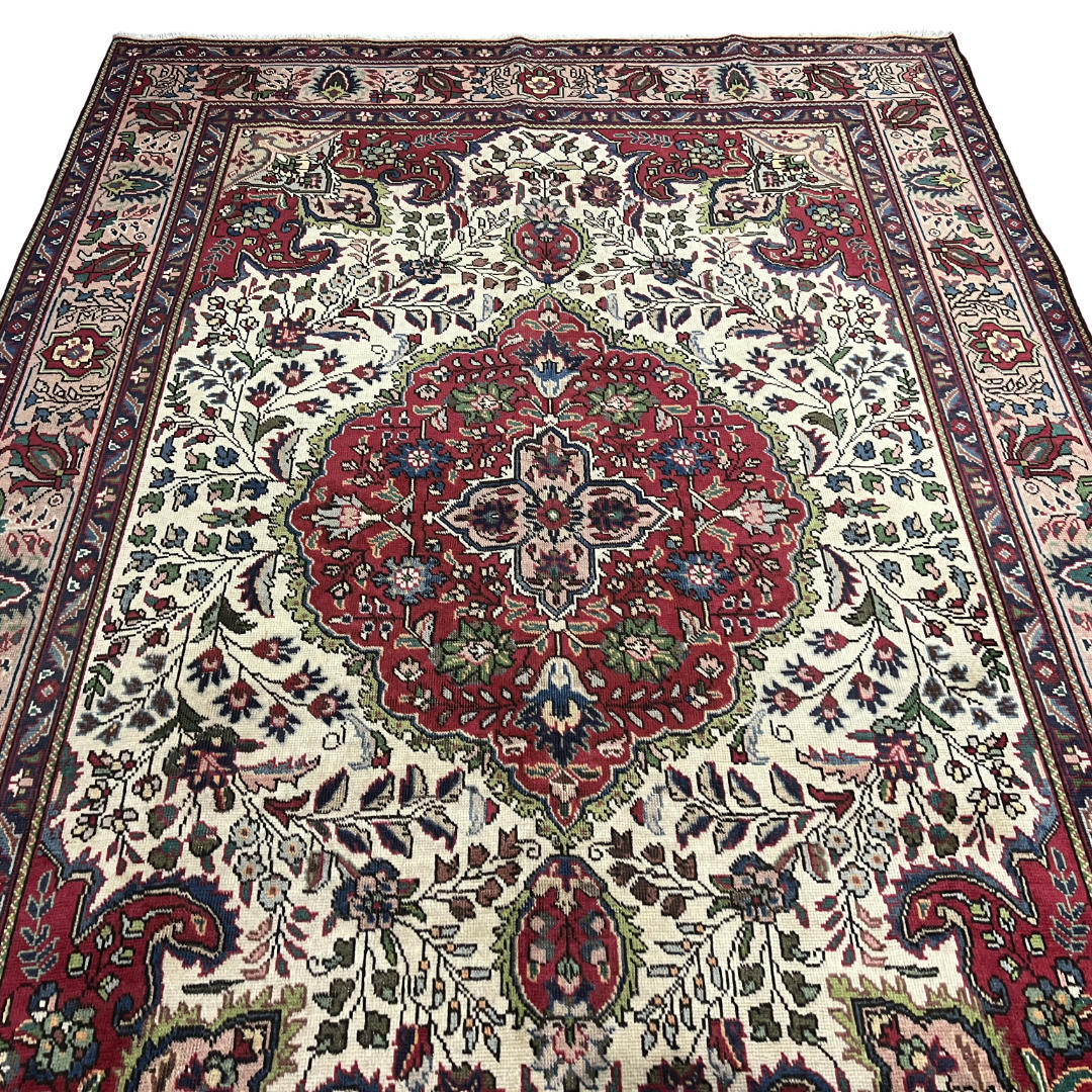 290 x 195 cm Hand-Knotted Persian Mashad Wool Rug