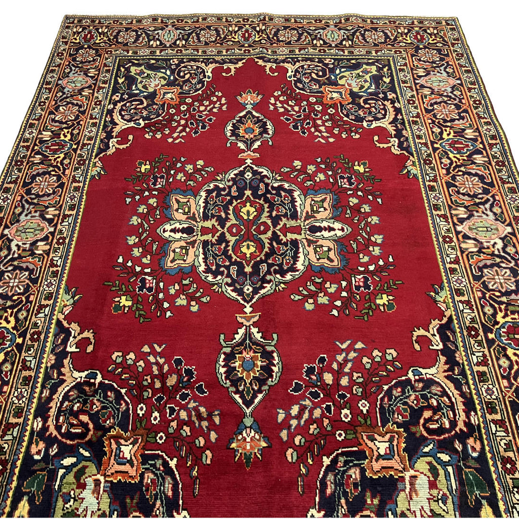 295 x 198 cm Hand-Knotted Persian Kashan Wool Rug