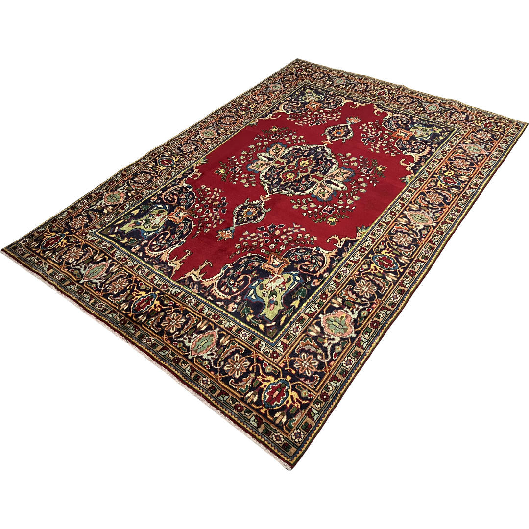 295 x 198 cm Hand-Knotted Persian Kashan Wool Rug