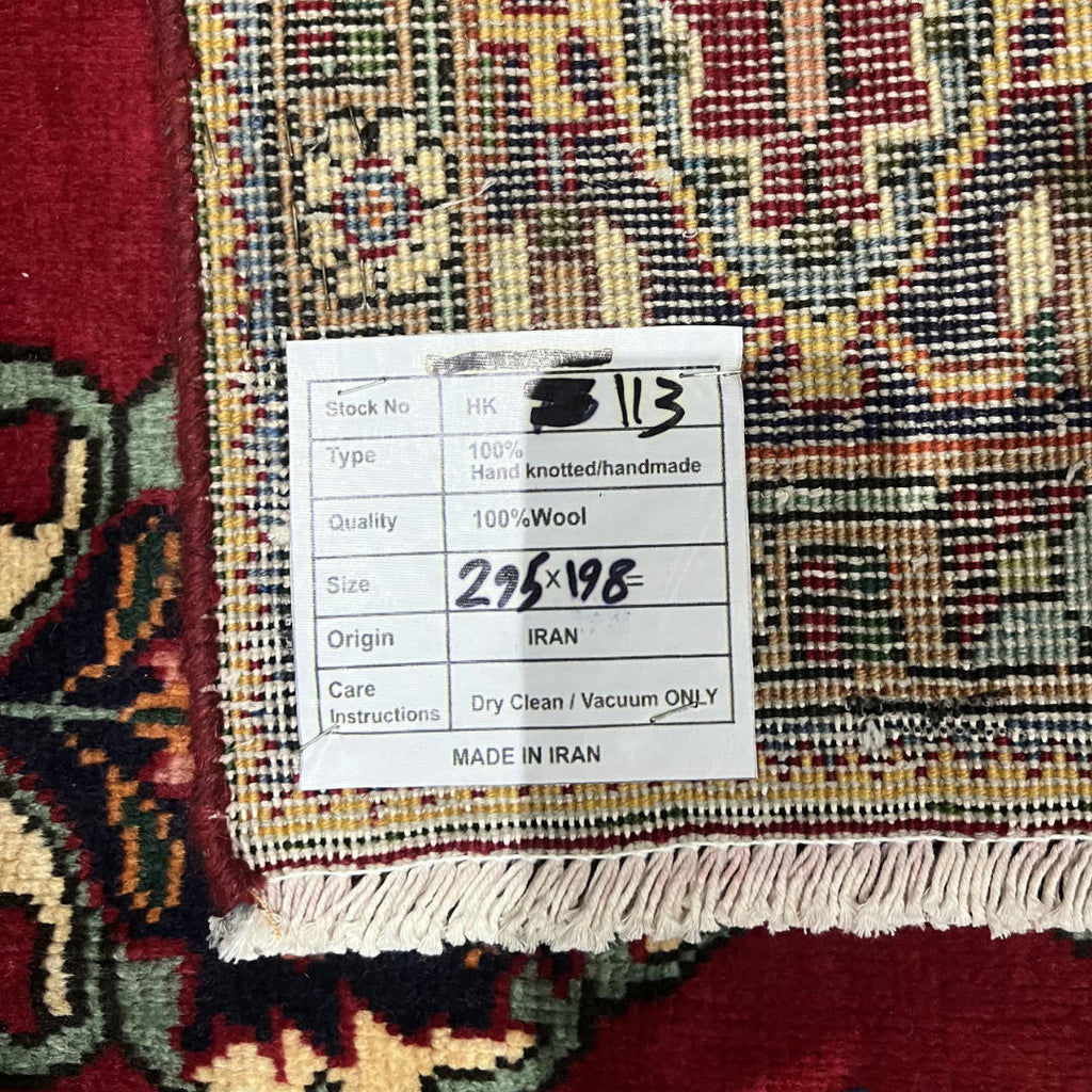 295 x 198 cm Hand-Knotted Persian Kashan Wool Rug