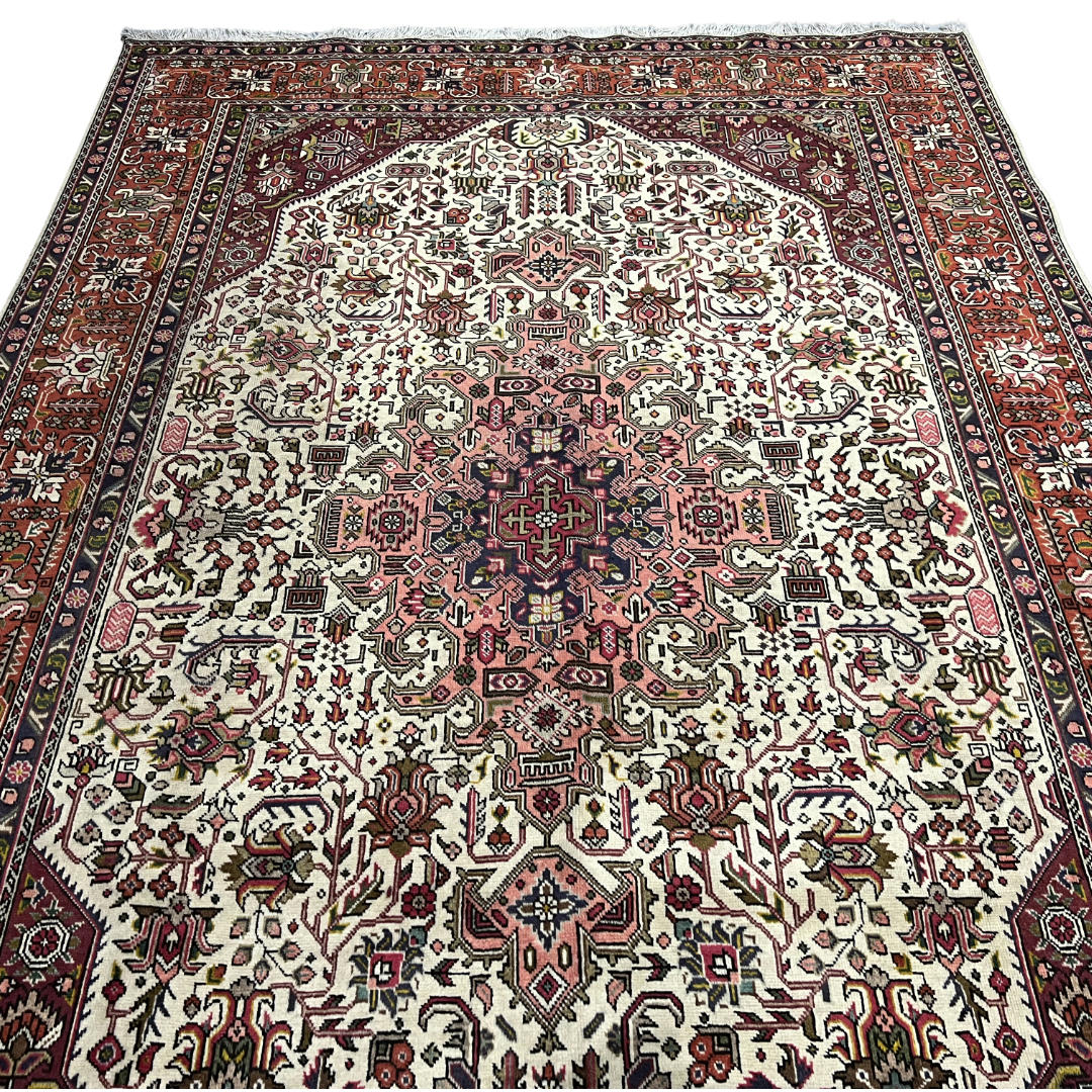 300 x 200 cm Hand-Knotted Persian Geometric Tabriz Wool Rug