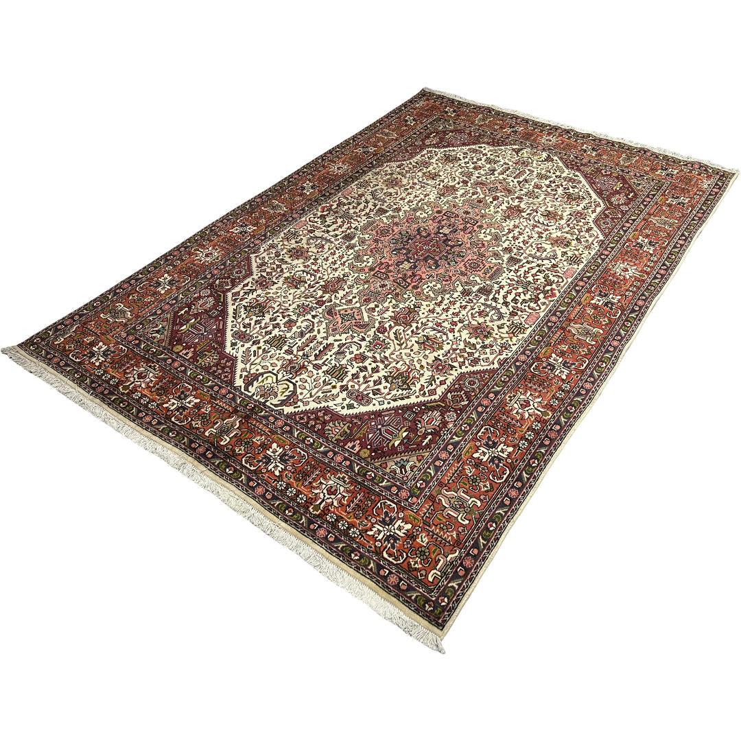 300 x 200 cm Hand-Knotted Persian Geometric Tabriz Wool Rug