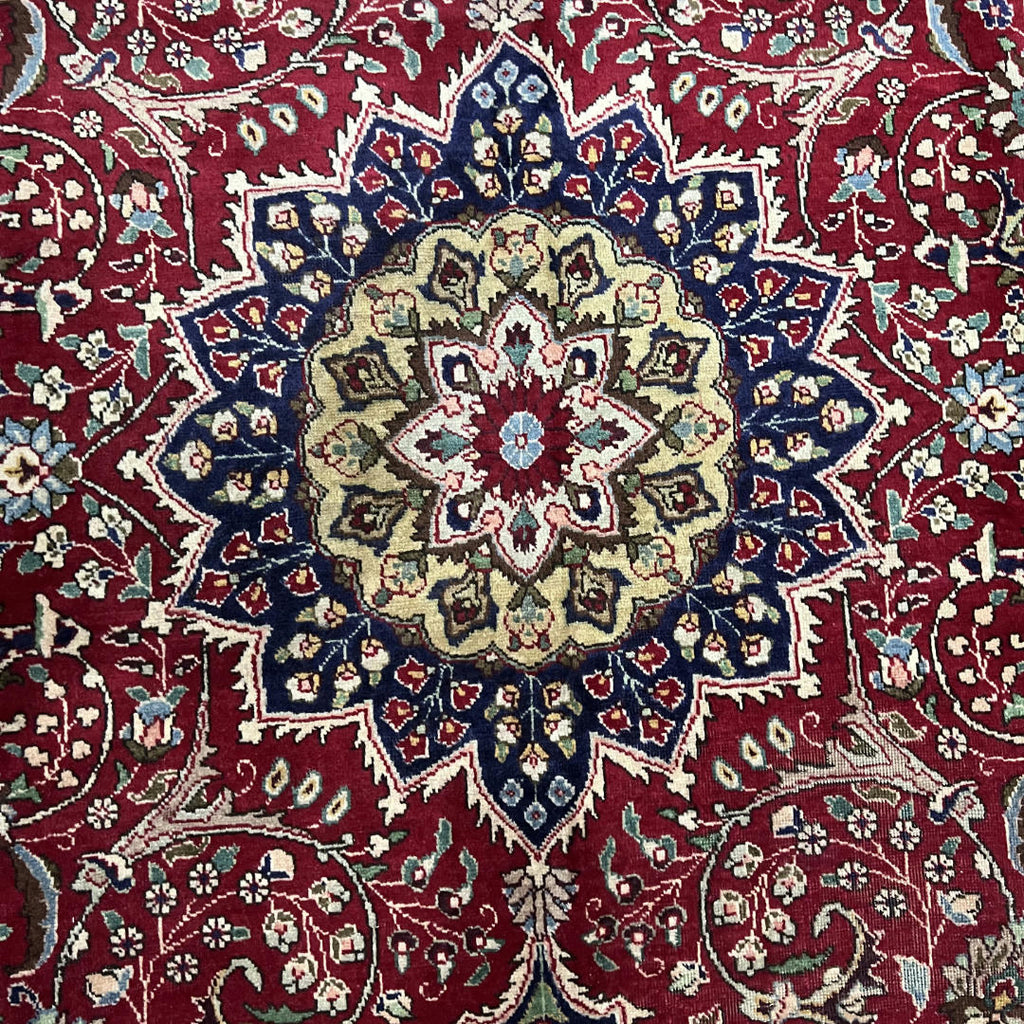 290 x 200 cm Hand-Knotted Floral Persian Tabriz Wool Rug
