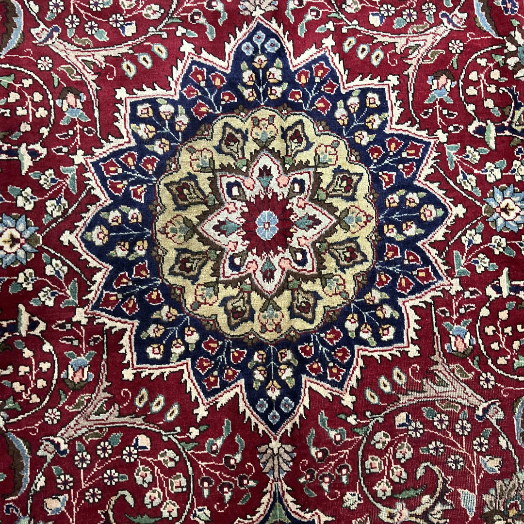 290 x 200 cm Hand-Knotted Floral Persian Tabriz Wool Rug