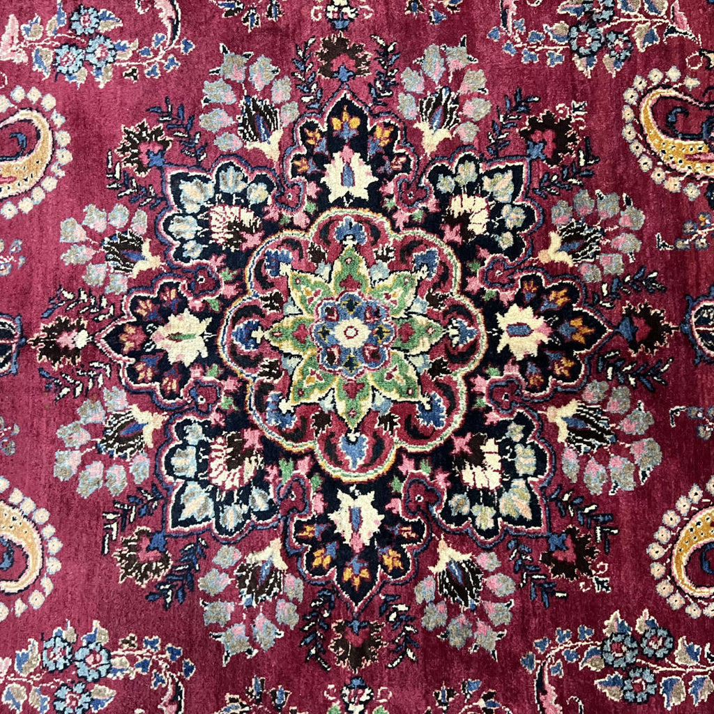 290 x 200 cm Hand-Knotted Persian Floral Mashad Wool Rug