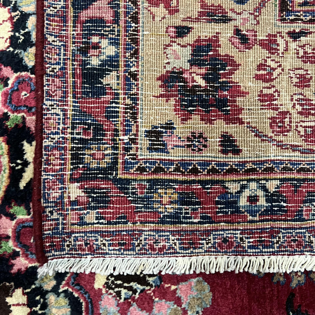 290 x 200 cm Hand-Knotted Persian Floral Mashad Wool Rug