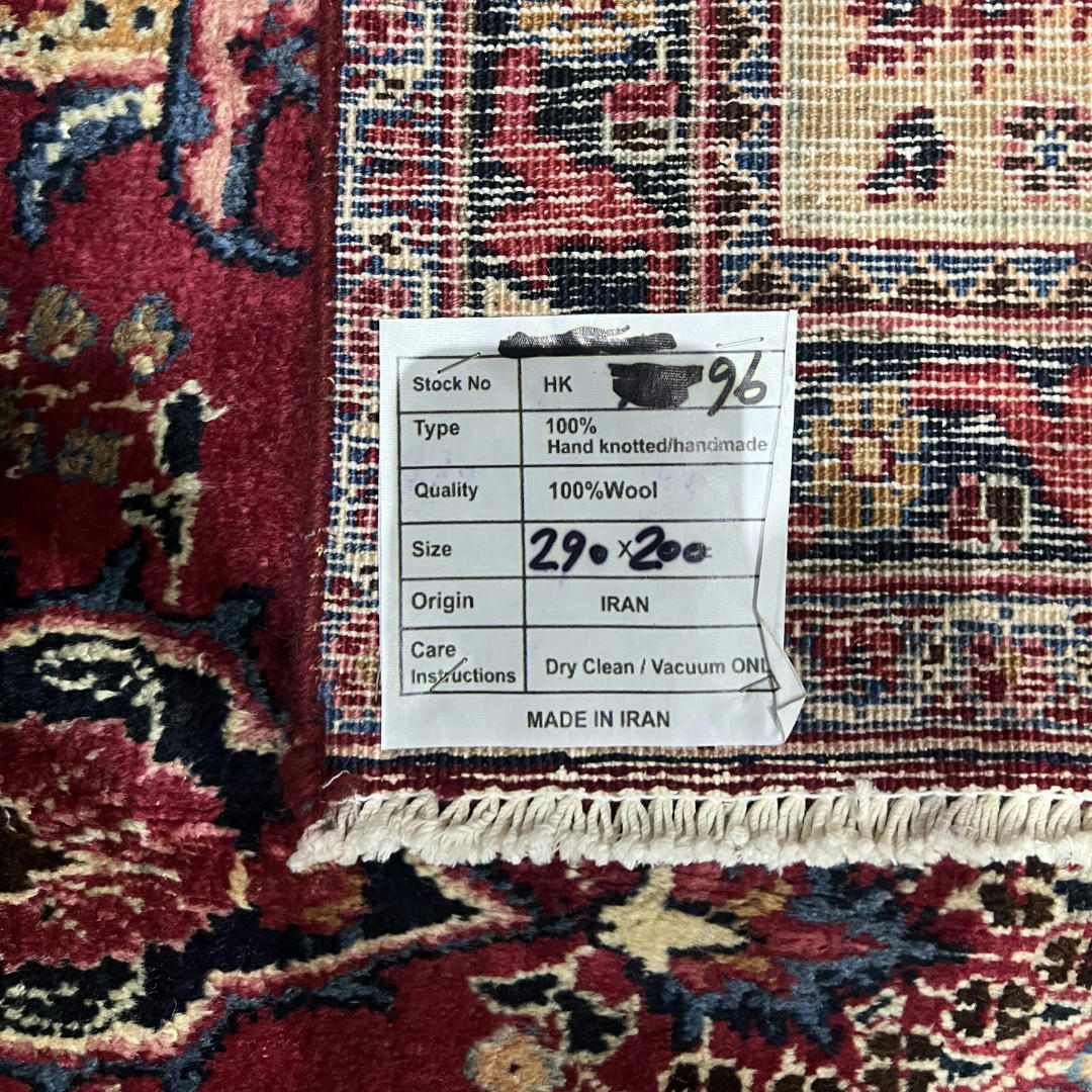 290 x 200 cm Hand-Knotted Persian Floral Mashad Wool Rug