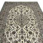285 x 190 cm Hand-Knotted Persian Cream Kashan Wool Rug