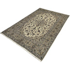 285 x 190 cm Hand-Knotted Persian Cream Kashan Wool Rug