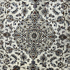 285 x 190 cm Hand-Knotted Persian Cream Kashan Wool Rug