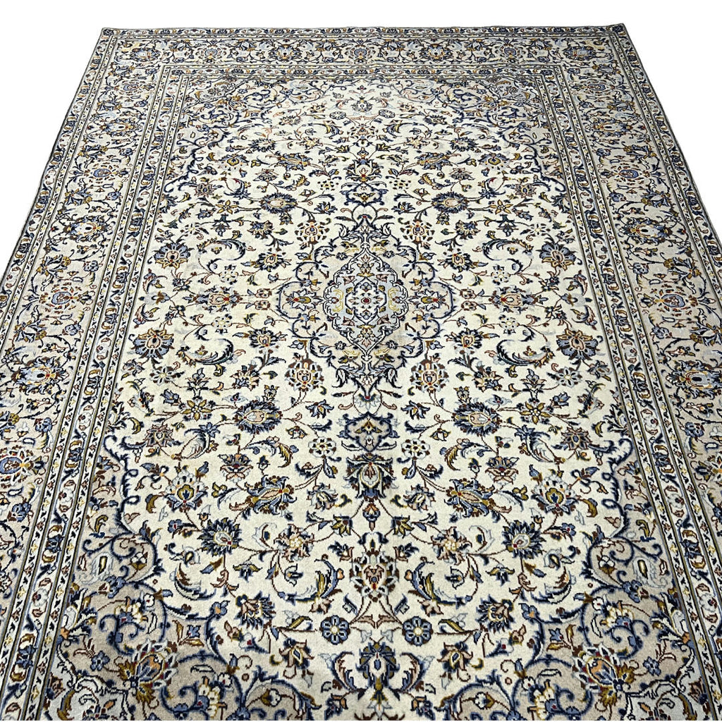 310 x 212 cm Hand-Knotted Persian Cream Kashan Rug
