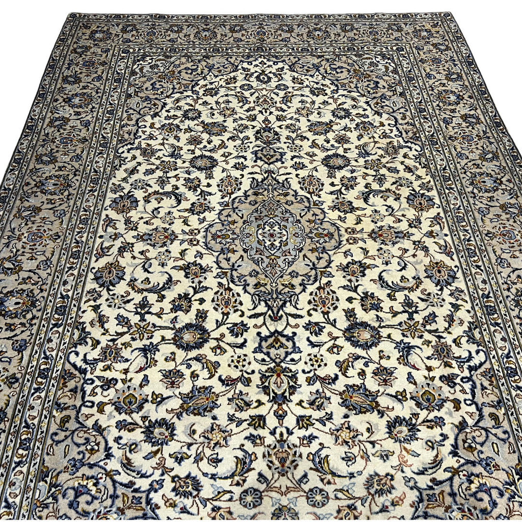 310 x 212 cm Hand-Knotted Persian Cream Kashan Rug