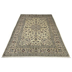 290 x 198 cm Hand-Knotted Persian Cream Kashan Wool Rug