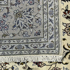 290 x 198 cm Hand-Knotted Persian Cream Kashan Wool Rug
