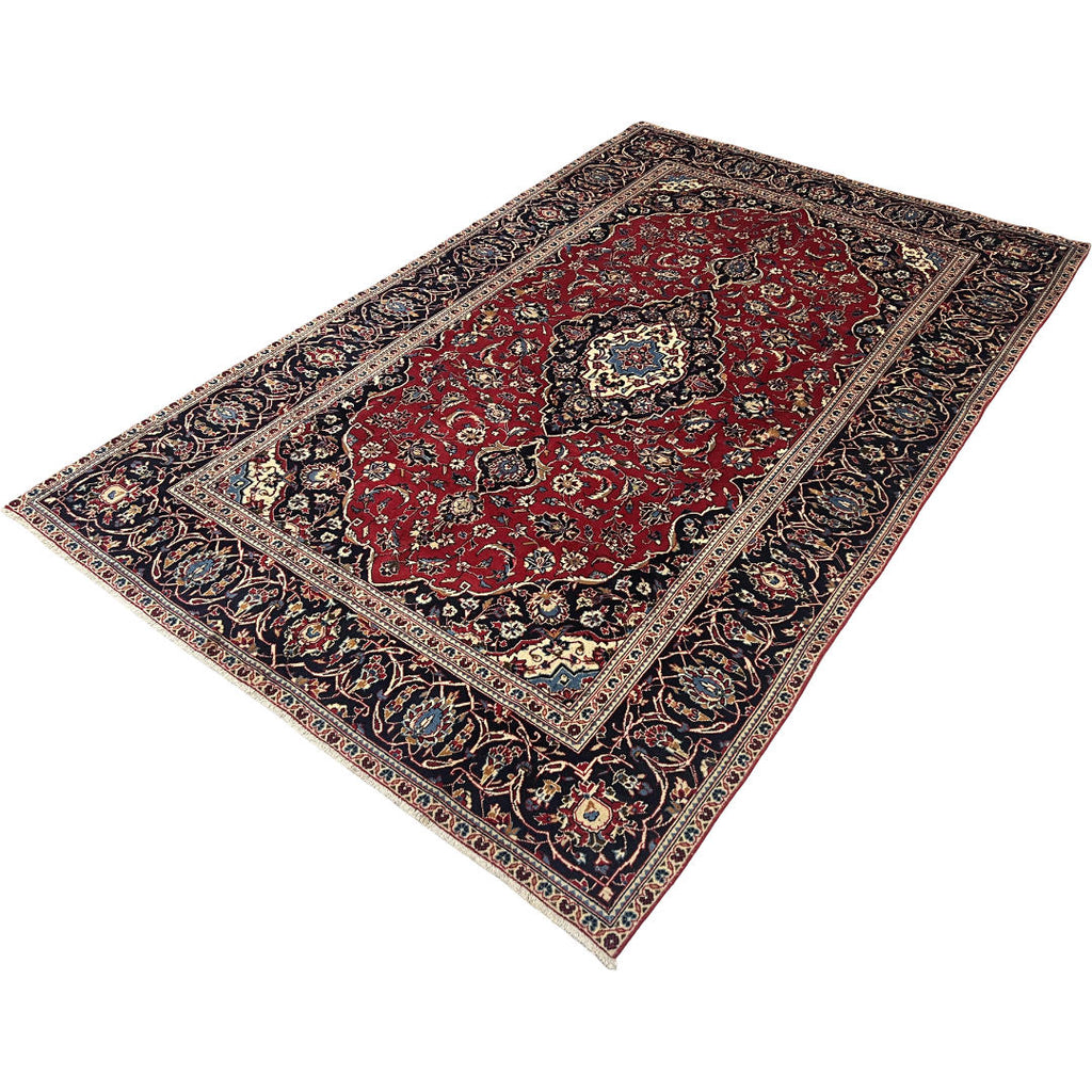 305 x 190 cm Hand-Knotted Persian Kashan Wool Rug