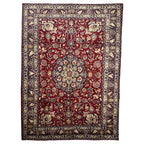 295 x 195 cm Hand-Knotted Persian Floral Mashad Wool Rug