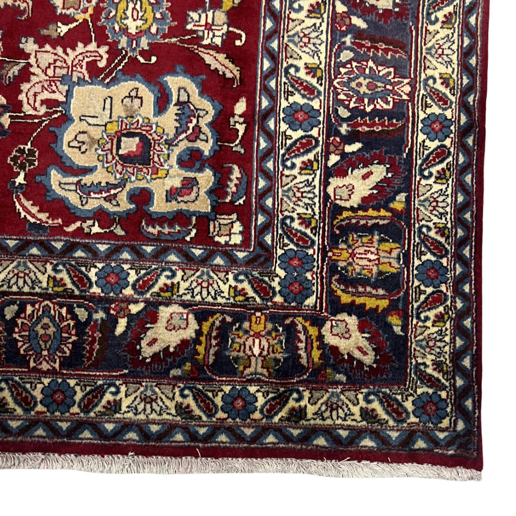 295 x 195 cm Hand-Knotted Persian Floral Mashad Wool Rug