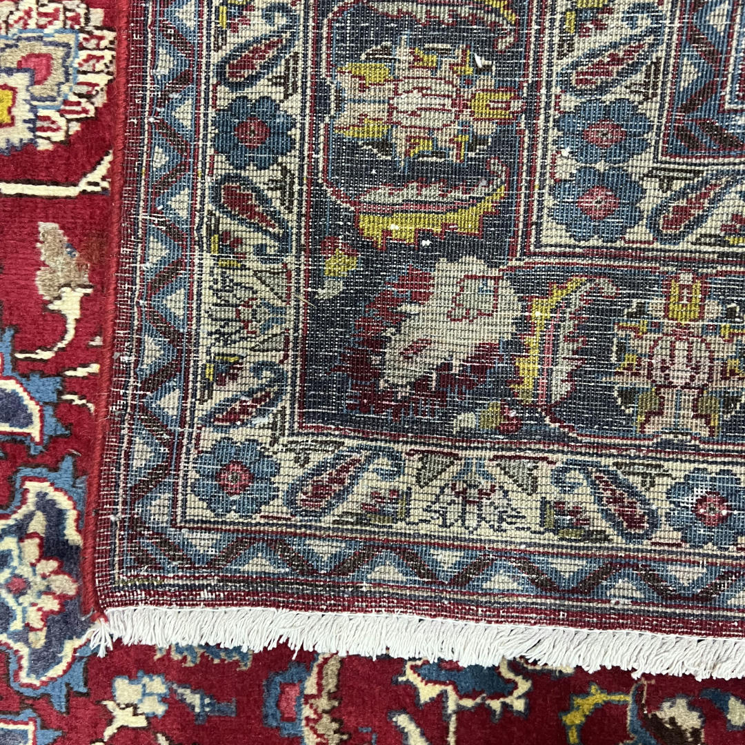 295 x 195 cm Hand-Knotted Persian Floral Mashad Wool Rug