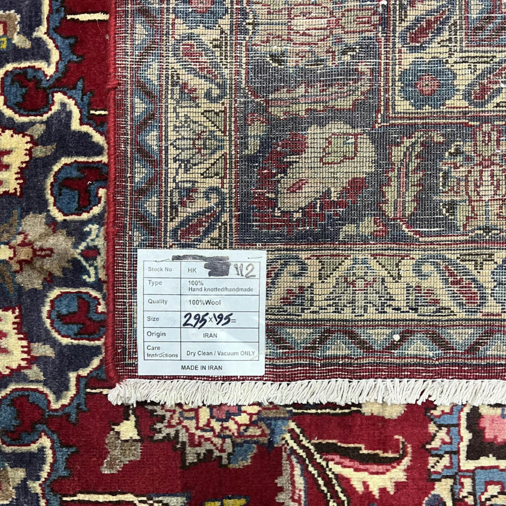295 x 195 cm Hand-Knotted Persian Floral Mashad Wool Rug