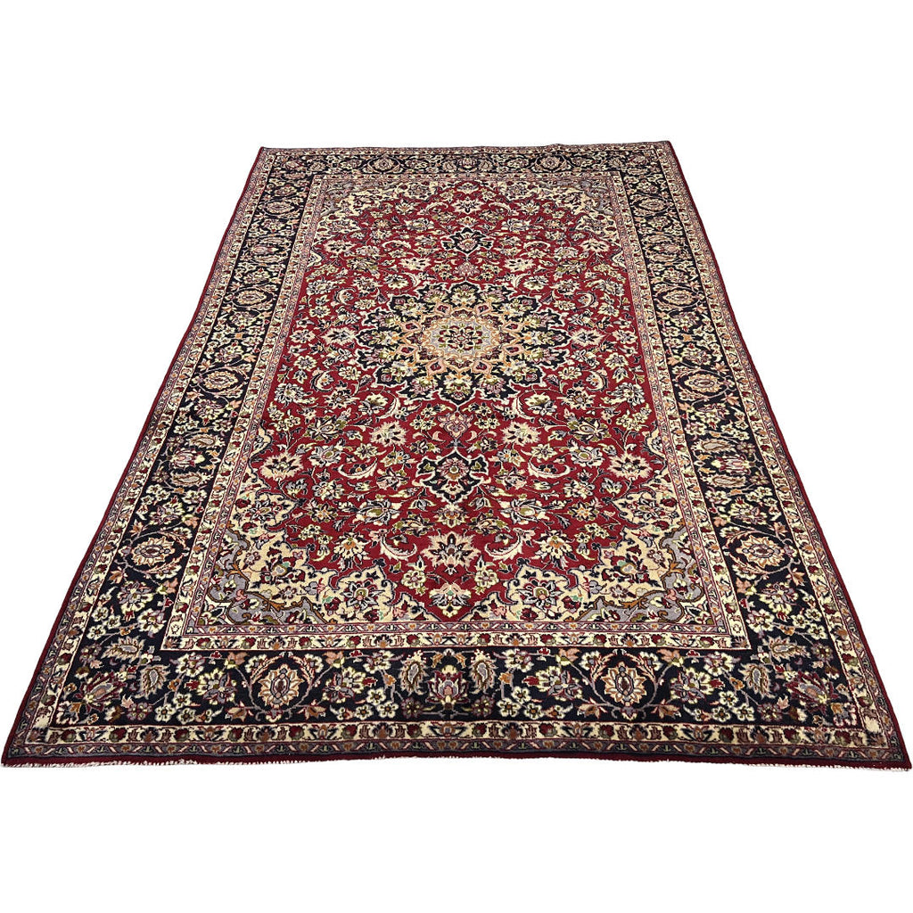 318 x 210 cm Hand-Knotted Persian Floral Mashad Wool Rug