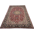 318 x 210 cm Hand-Knotted Persian Floral Mashad Wool Rug