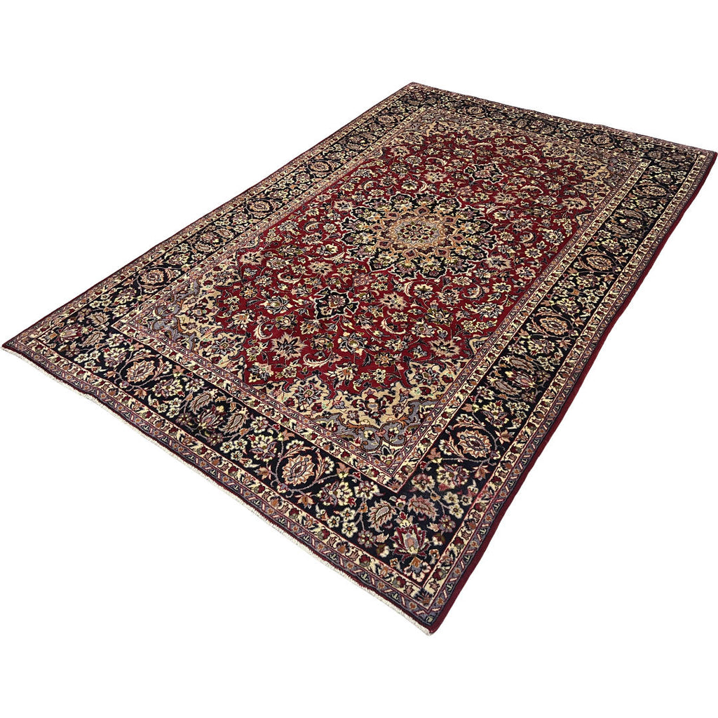 318 x 210 cm Hand-Knotted Persian Floral Mashad Wool Rug