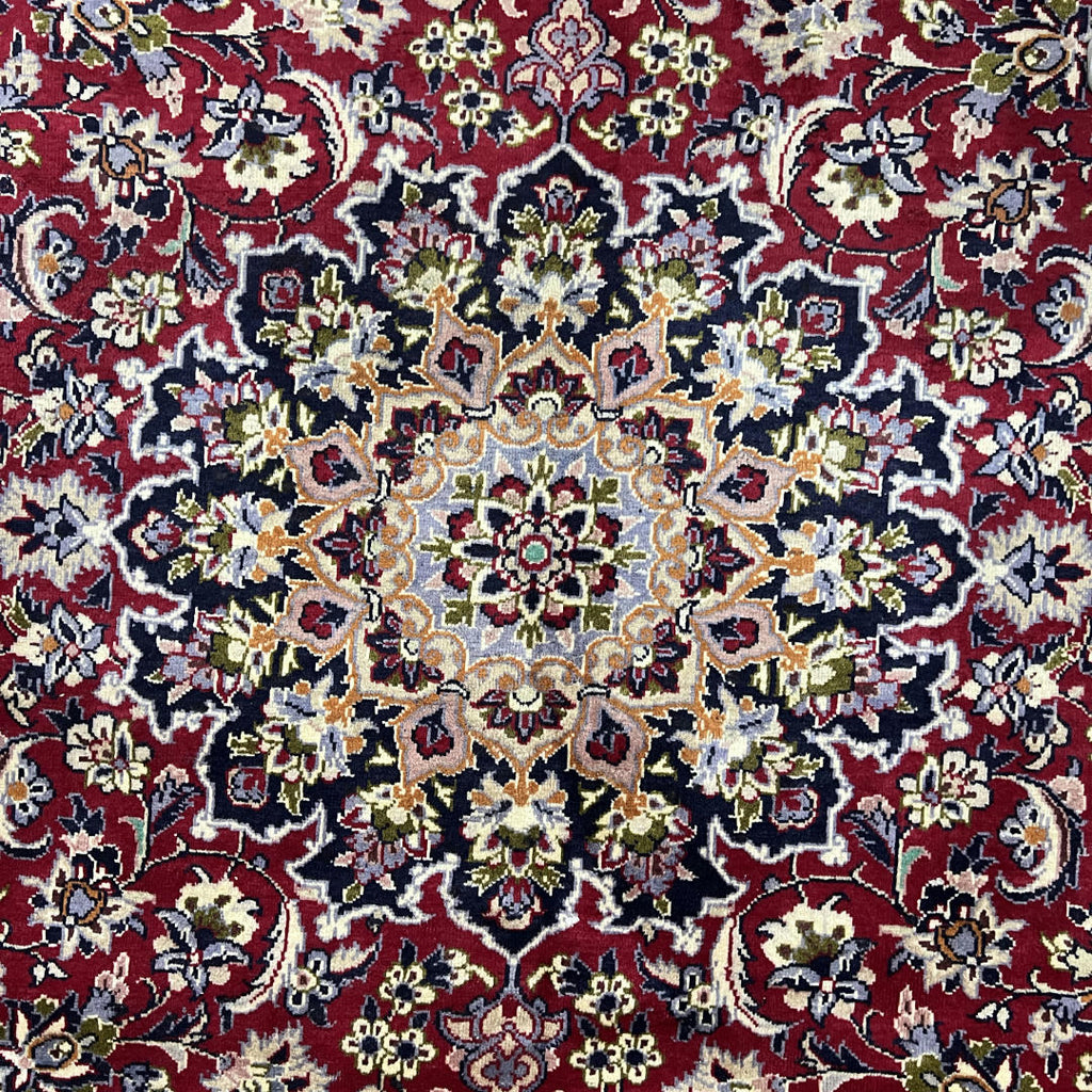 318 x 210 cm Hand-Knotted Persian Floral Mashad Wool Rug