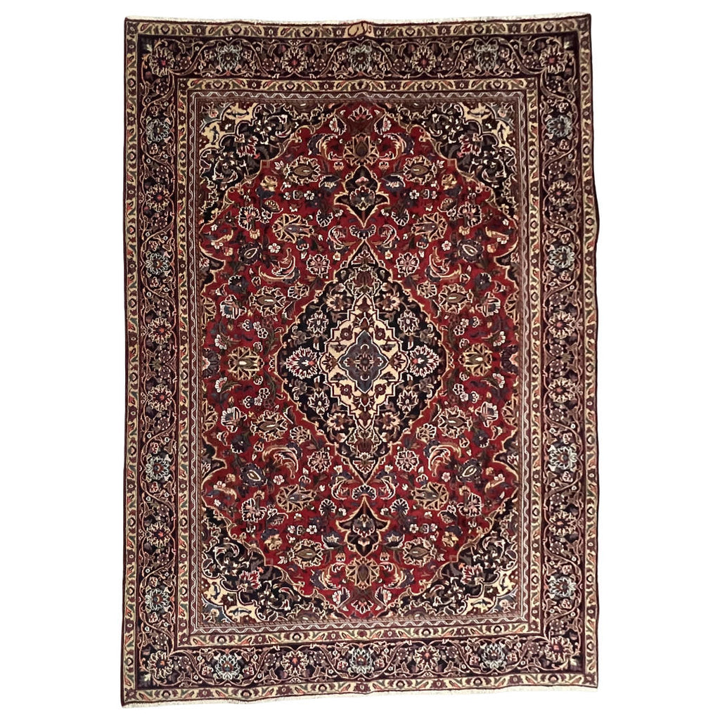 275 x 200 cm Hand-Knotted Persian Kashan Floral Medallion Rug