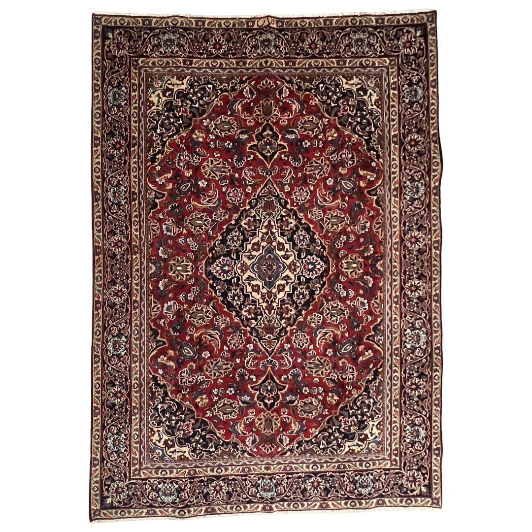 275 x 200 cm Hand-Knotted Persian Kashan Floral Medallion Rug