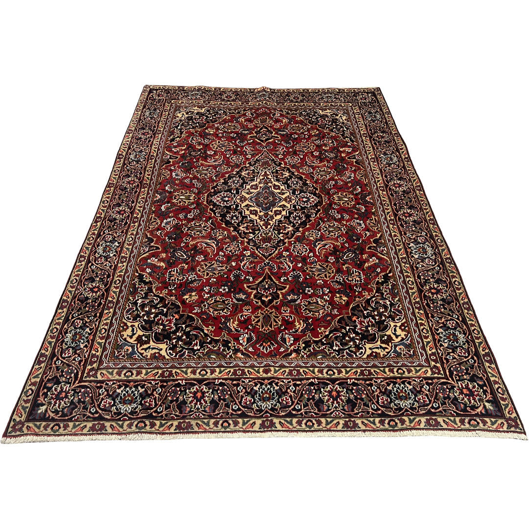 275 x 200 cm Hand-Knotted Persian Kashan Floral Medallion Rug