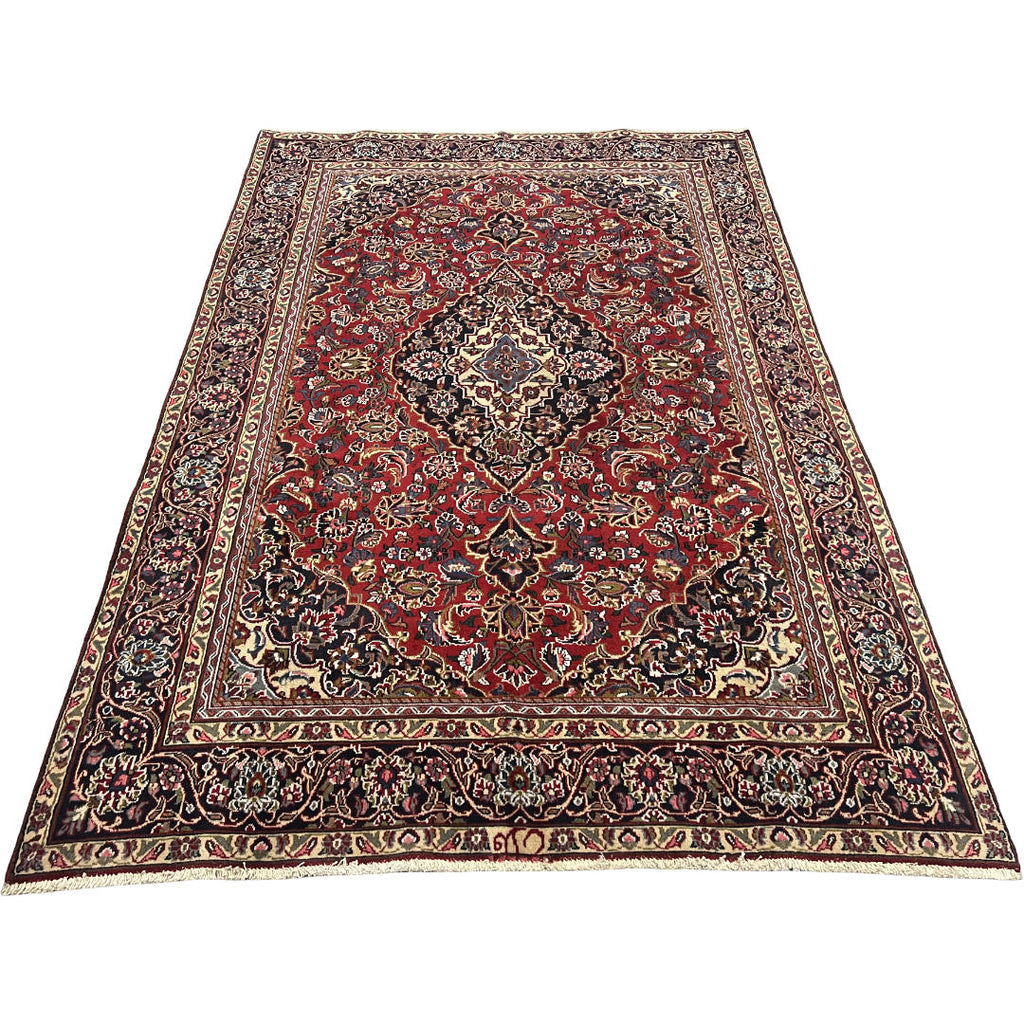 275 x 200 cm Hand-Knotted Persian Kashan Floral Medallion Rug