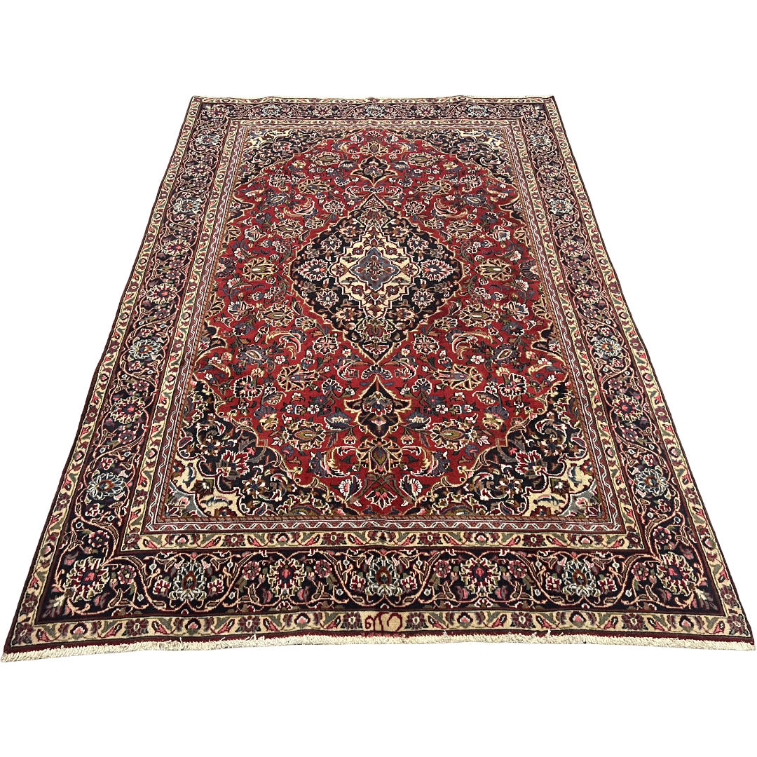 275 x 200 cm Hand-Knotted Persian Kashan Floral Medallion Rug