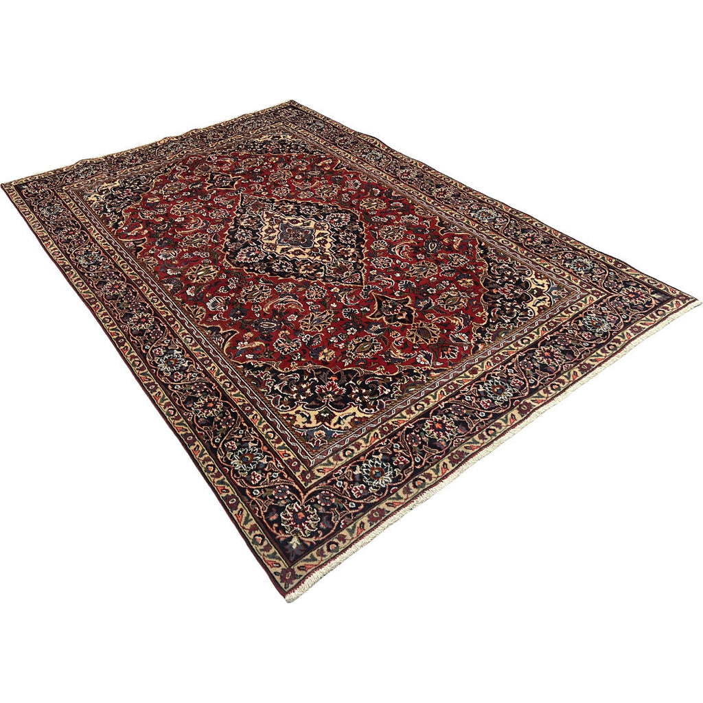 275 x 200 cm Hand-Knotted Persian Kashan Floral Medallion Rug
