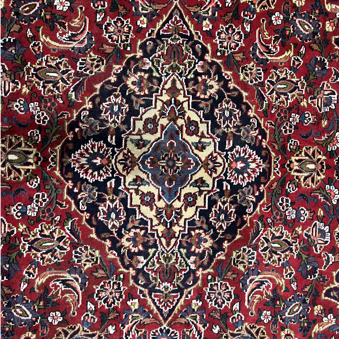 275 x 200 cm Hand-Knotted Persian Kashan Floral Medallion Rug